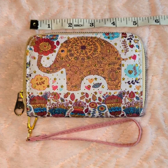 BNWOT Colorful Elephant Wallet/Coin Purse with Wrist Strap - Picture 4 of 6